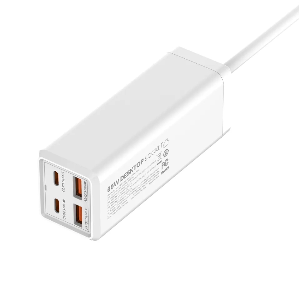 LDNIO SC1418 USB + PD + 220V Priz 65W Gan PD Şarj Adaptörü (Beyaz) NT-102876