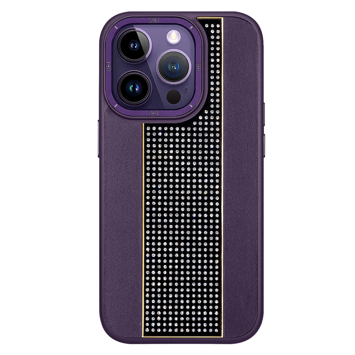 Nettech Apple iPhone 13 pro Uyumlu Taşlı Deri Seri Arka Koruma Kılıf (Mor) NT-101470