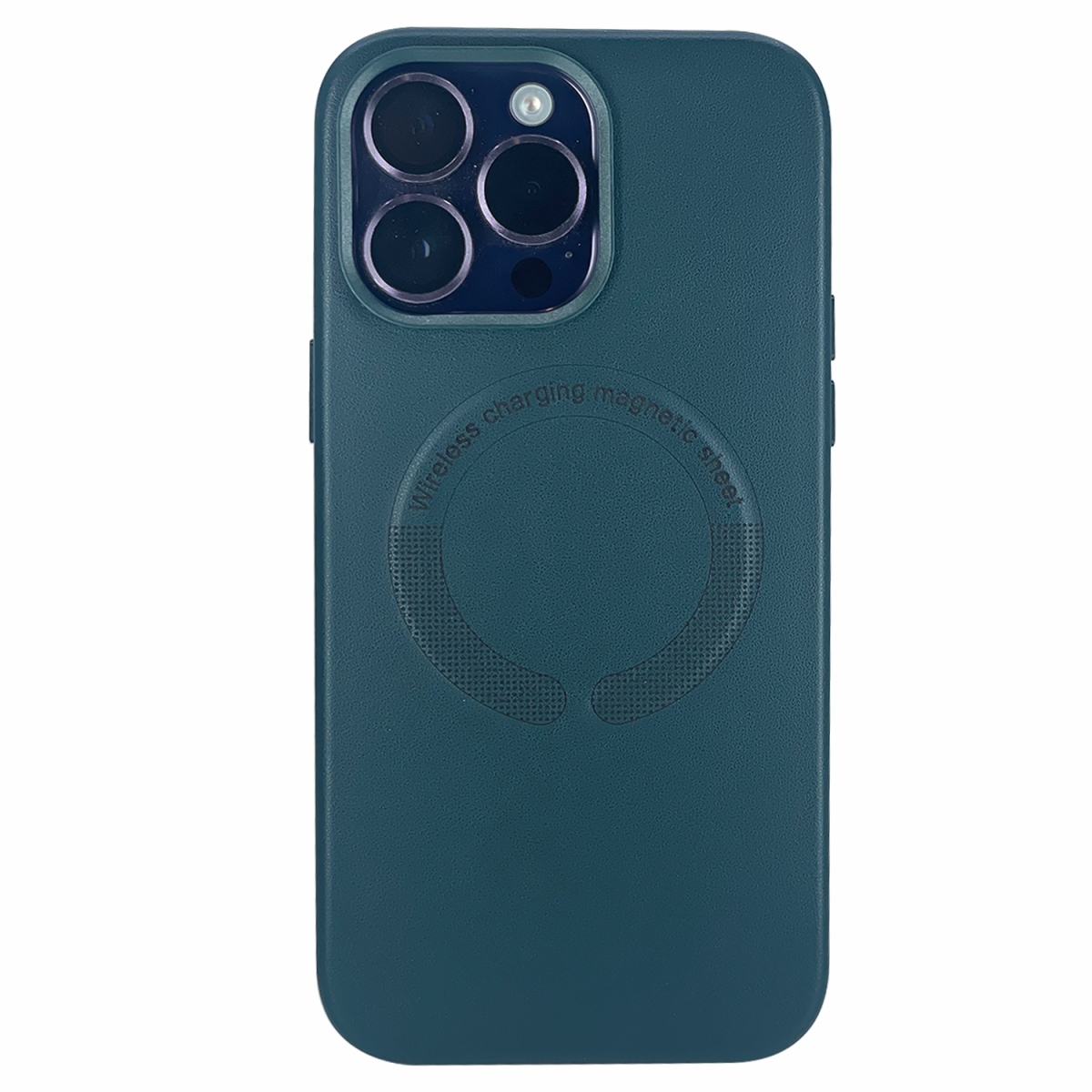 Nettech Apple iPhone 13 pro max Uyumlu Deri Magsafe Seri Arka Koruma Kılıf (Yeşil) NT-100571