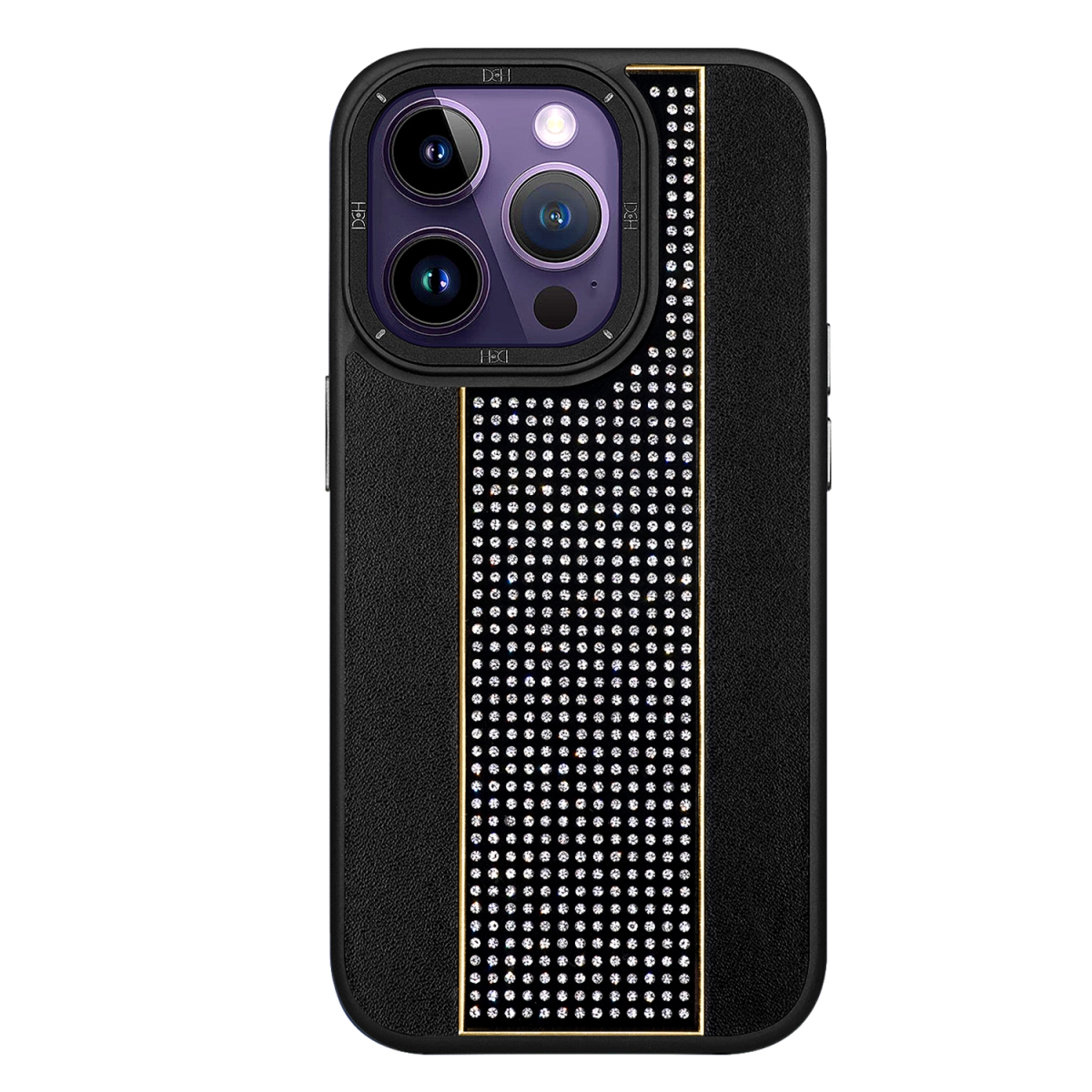 Nettech Apple iPhone 13 pro max Uyumlu Taşlı Deri Seri Arka Koruma Kılıf (Siyah) NT-101475