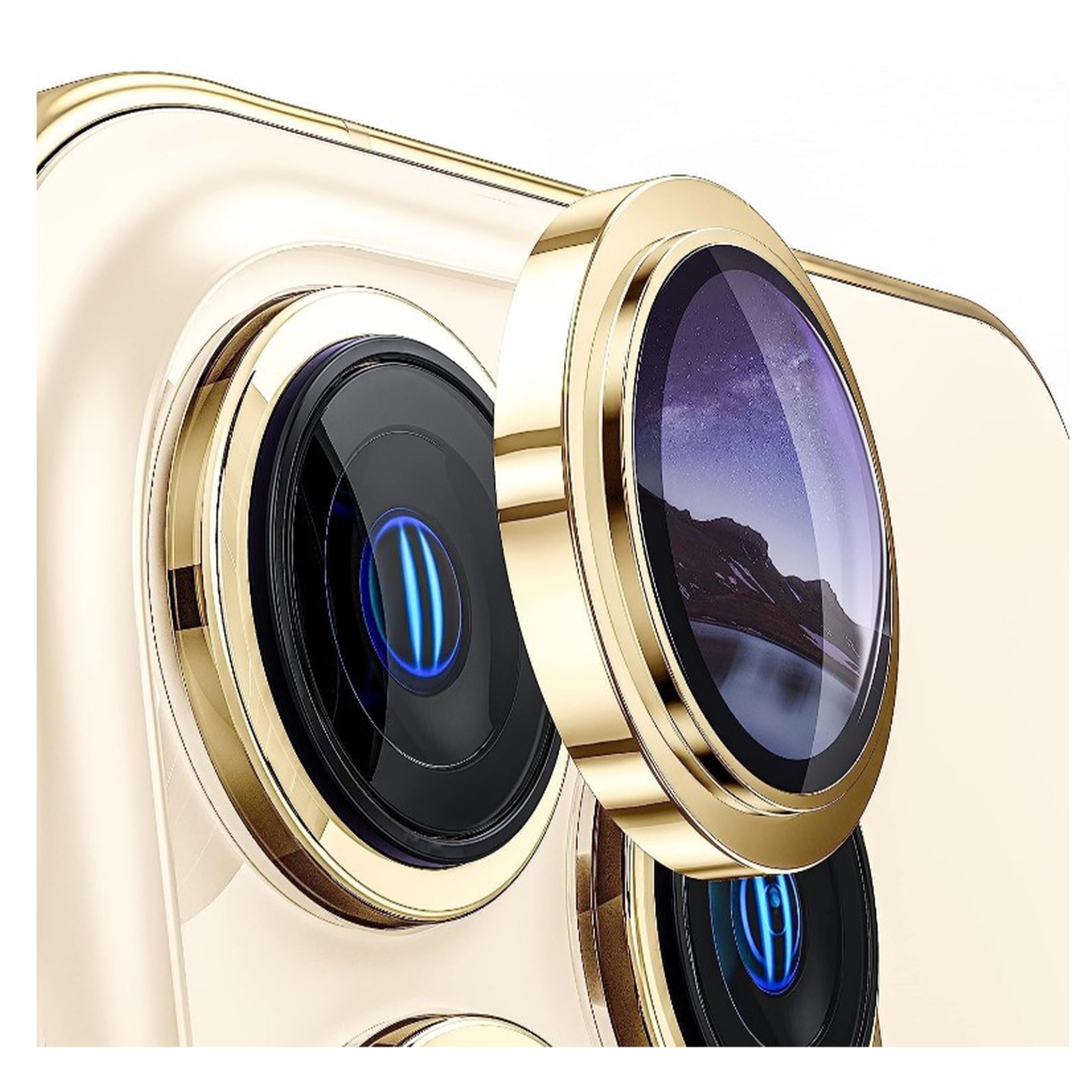 Nettech Apple iPhone 14 Pro Max Uyumlu Safir Lens Kamera Cam Koruyucu (Gold) NT-103549