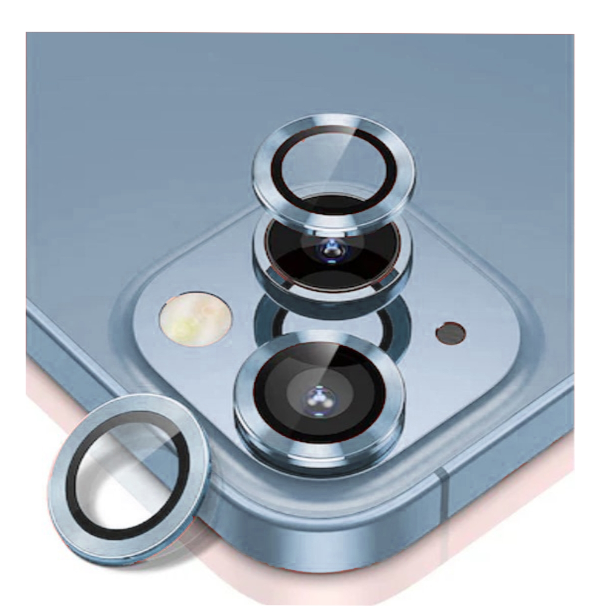 Nettech Apple iPhone 14 Uyumlu Alüminyum Seri Kamera Cam Koruyucu (Mavi) NT-103532