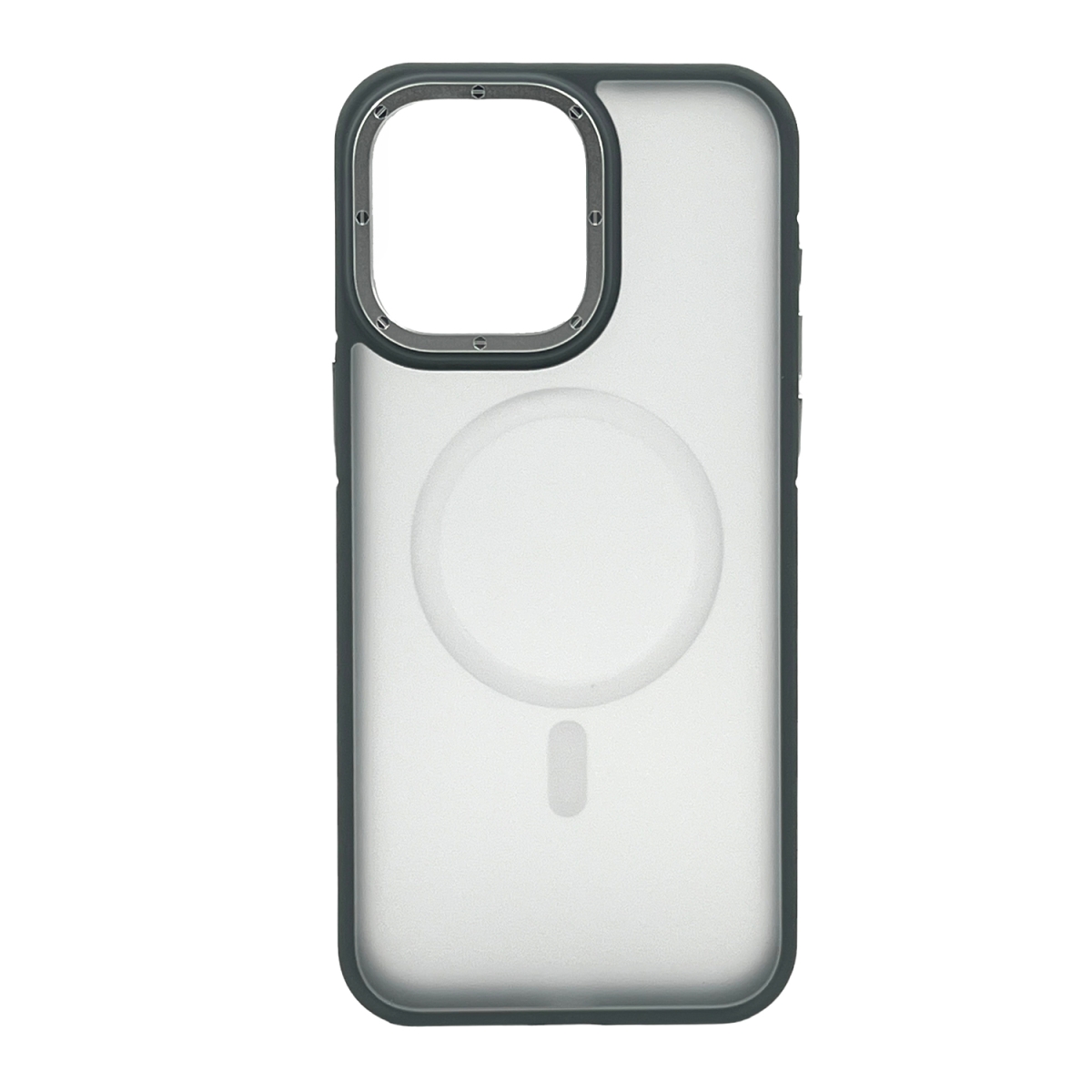 Nettech Apple iPhone 15 Pro Max Uyumlu Metal Çerçeveli Skın Frıendly Magsafe Seri Arka Koruma Kılıf (Gri) NT-104037