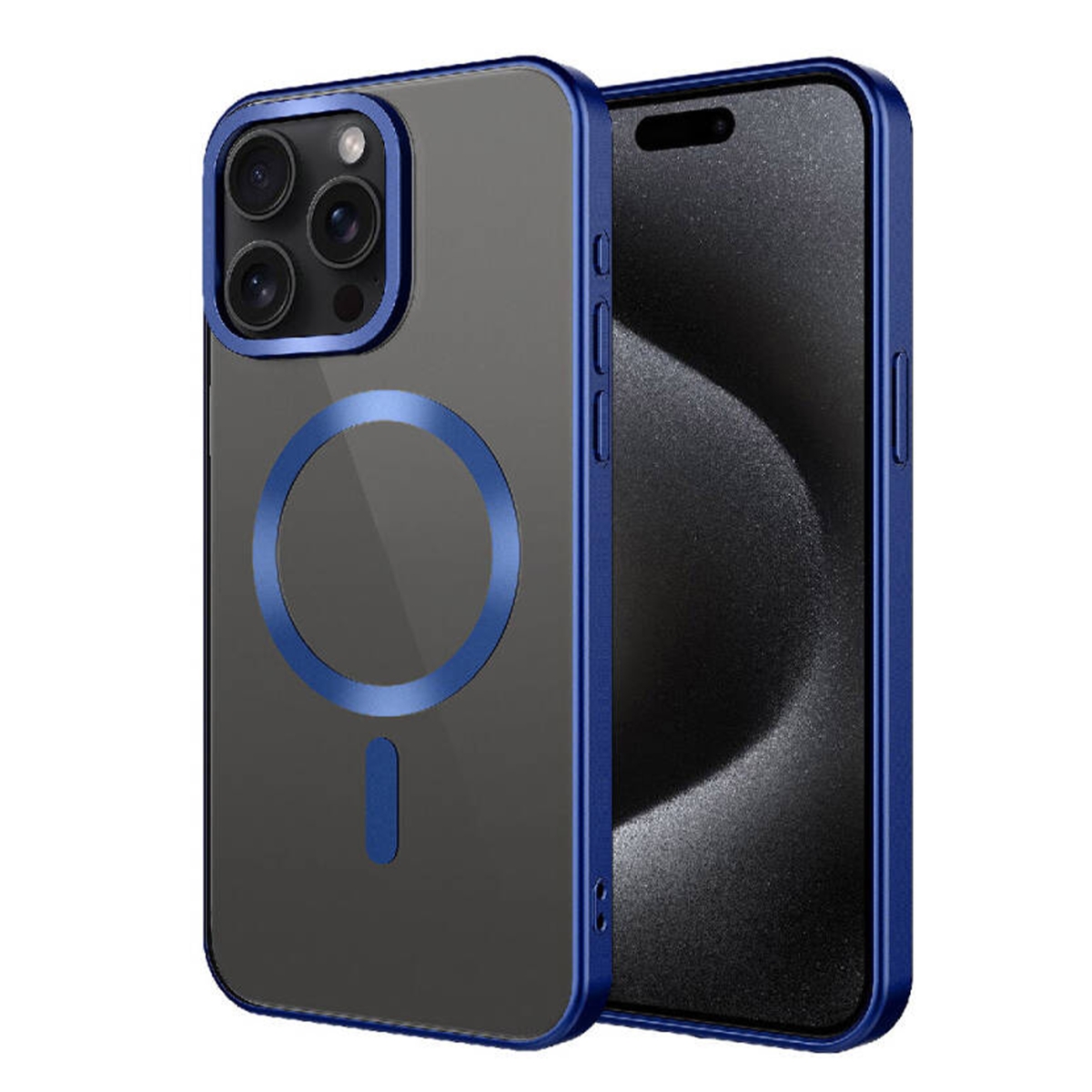 Nettech Apple iPhone 15 Pro Max Uyumlu Renkli Corner Magsafe Seri Arka Koruma Kılıf (Mavi) NT-104840
