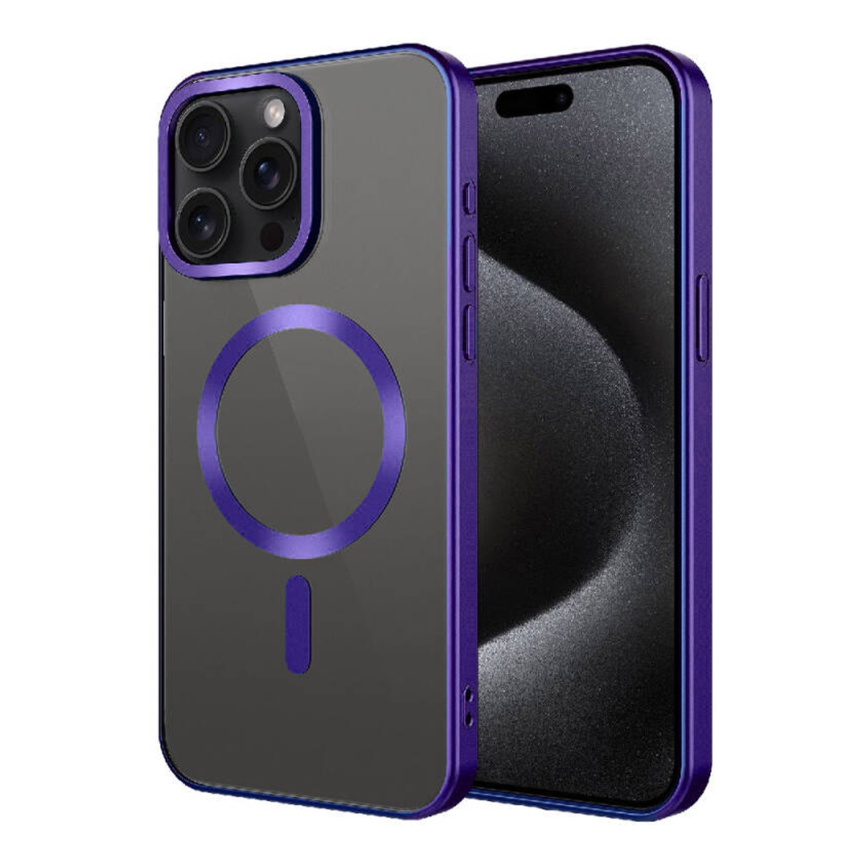 Nettech Apple iPhone 15 Pro Max Uyumlu Renkli Corner Magsafe Seri Arka Koruma Kılıf (Mor) NT-104842
