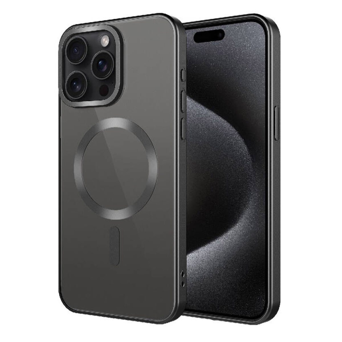 Nettech Apple iPhone 15 Pro Max Uyumlu Renkli Corner Magsafe Seri Arka Koruma Kılıf (Siyah) NT-104839