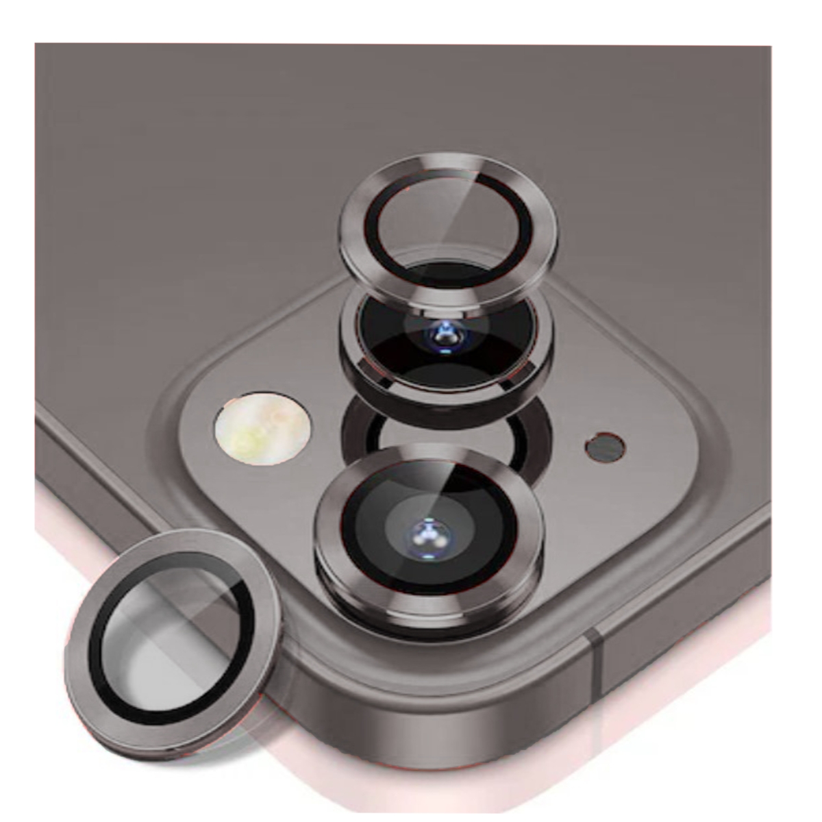 Nettech Apple iPhone 15 Uyumlu Alüminyum Seri Kamera Cam Koruyucu (Gri) NT-103744