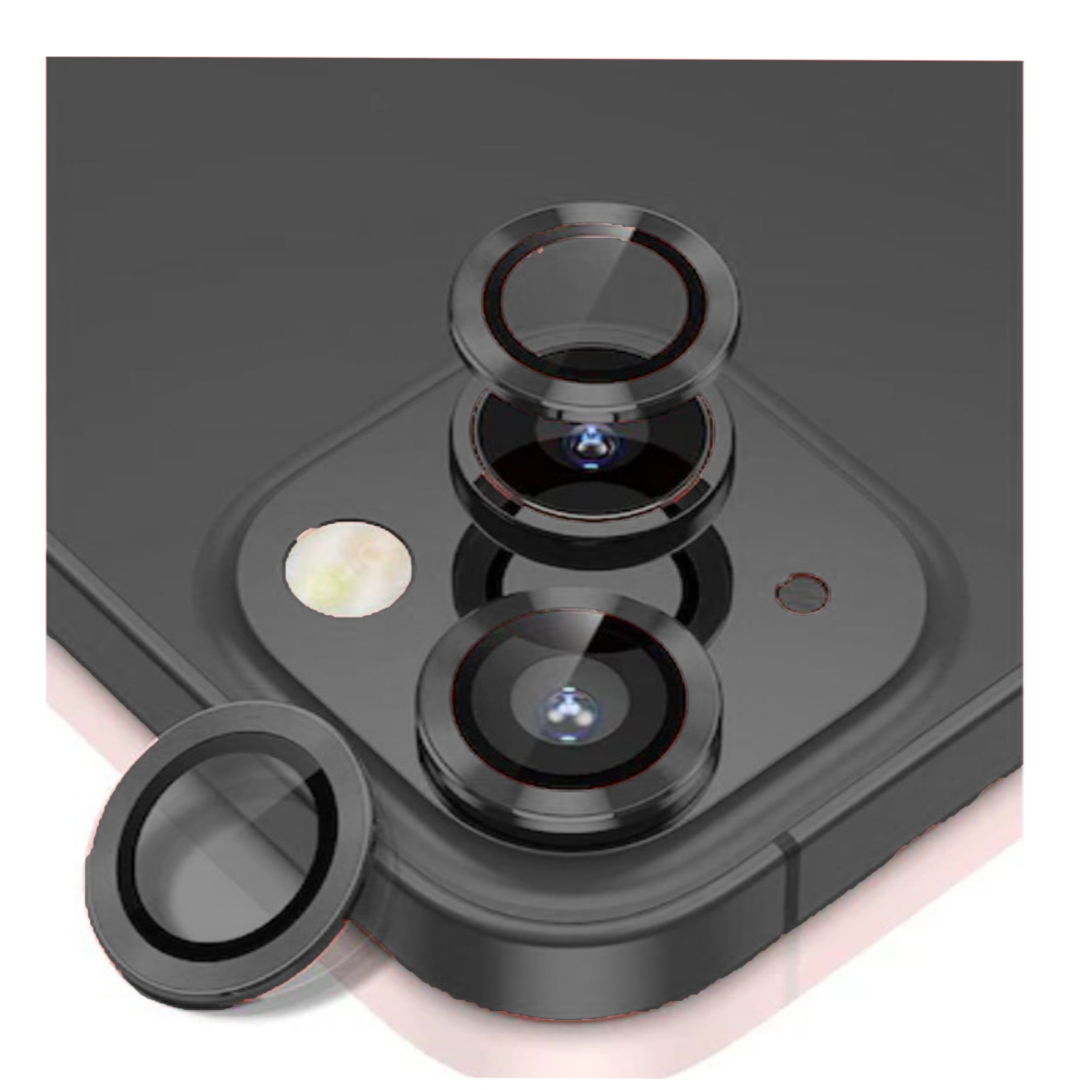 Nettech Apple iPhone 15 Uyumlu Alüminyum Seri Kamera Cam Koruyucu (Siyah) NT-103741