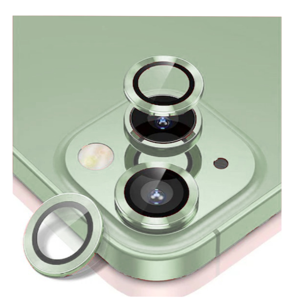 Nettech Apple iPhone 15 Uyumlu Alüminyum Seri Kamera Cam Koruyucu (Yeşil) NT-103742