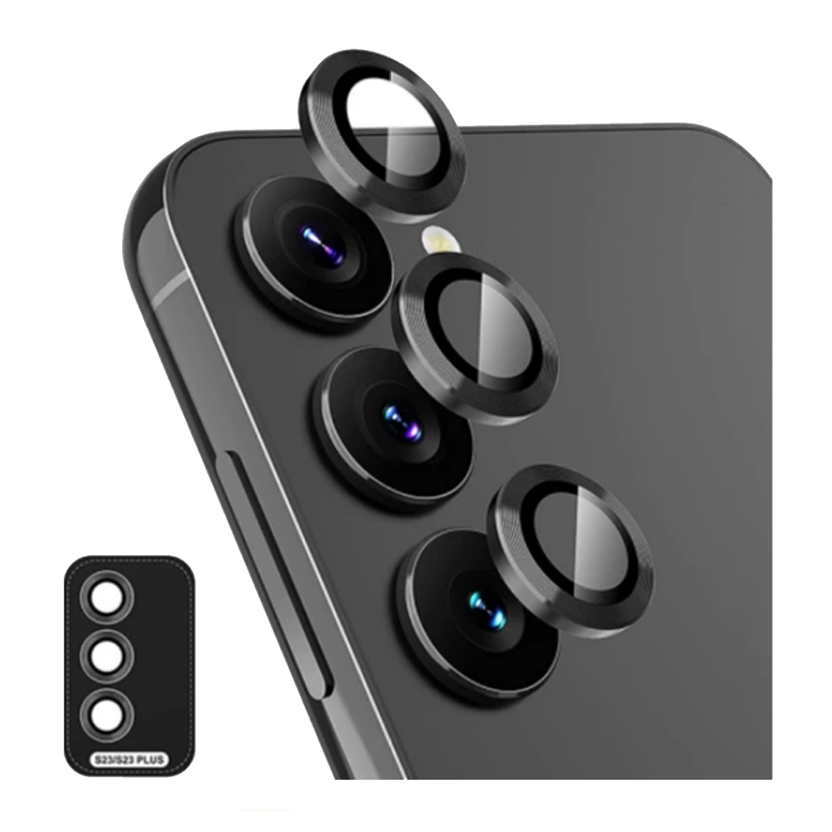 Nettech Samsung Galaxy S23 Uyumlu Şeffaf Çerçeveli Seri Kamera Cam Koruyucu (Siyah) NT-100746