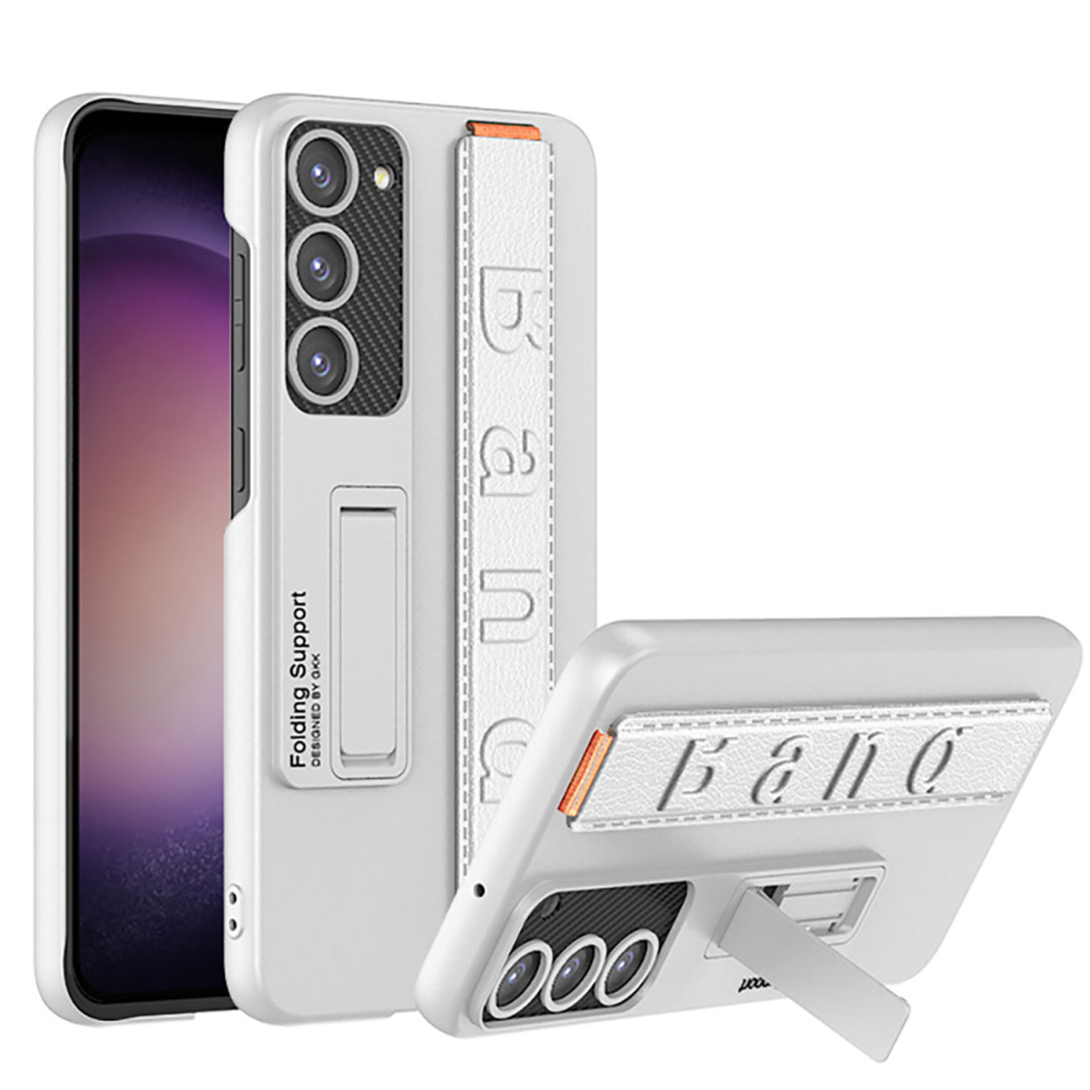 Nettech Samsung Galaxy S23 Uyumlu Standlı Band Arka Koruma Kılıf (Gümüş) NT-108004