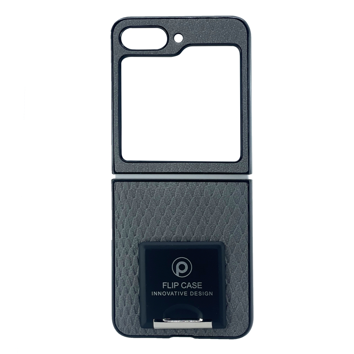 Nettech Samsung Galaxy Z Flip 5 Uyumlu Suni Deri Arka Koruma Kılıf (Gri) NT-104169