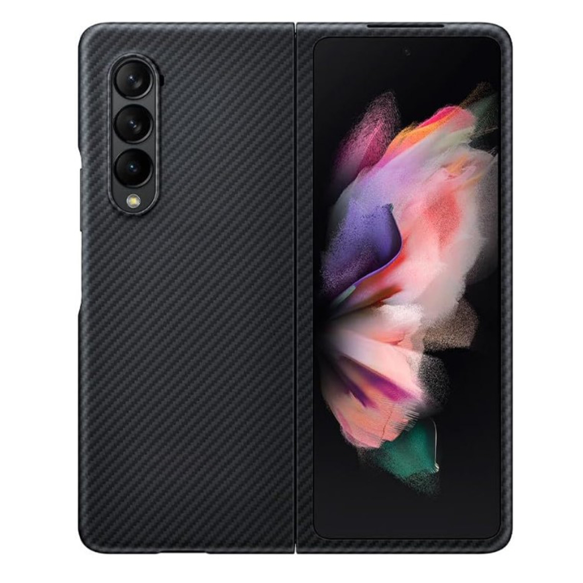 Nettech Samsung Galaxy Z Fold 4 Uyumlu NT-N018 Kevlar Carbon Arka Koruma Kılıf (Siyah) NT-106460