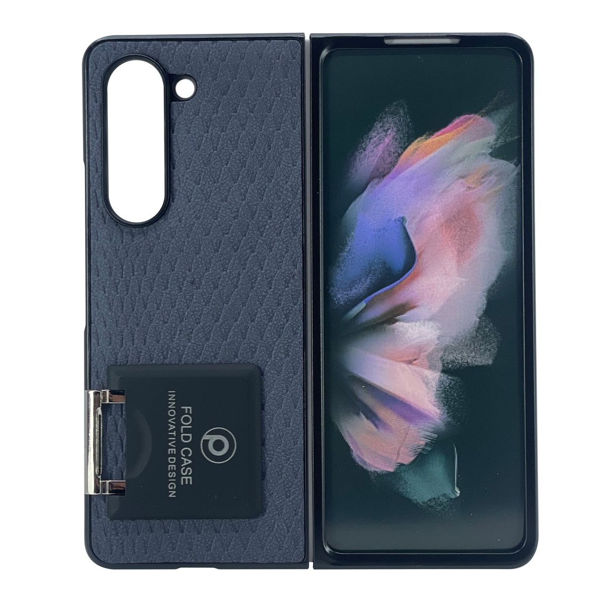 Nettech Samsung Galaxy Z Fold 4 Uyumlu Suni Deri Arka Koruma Kılıf (Lacivert) NT-104184