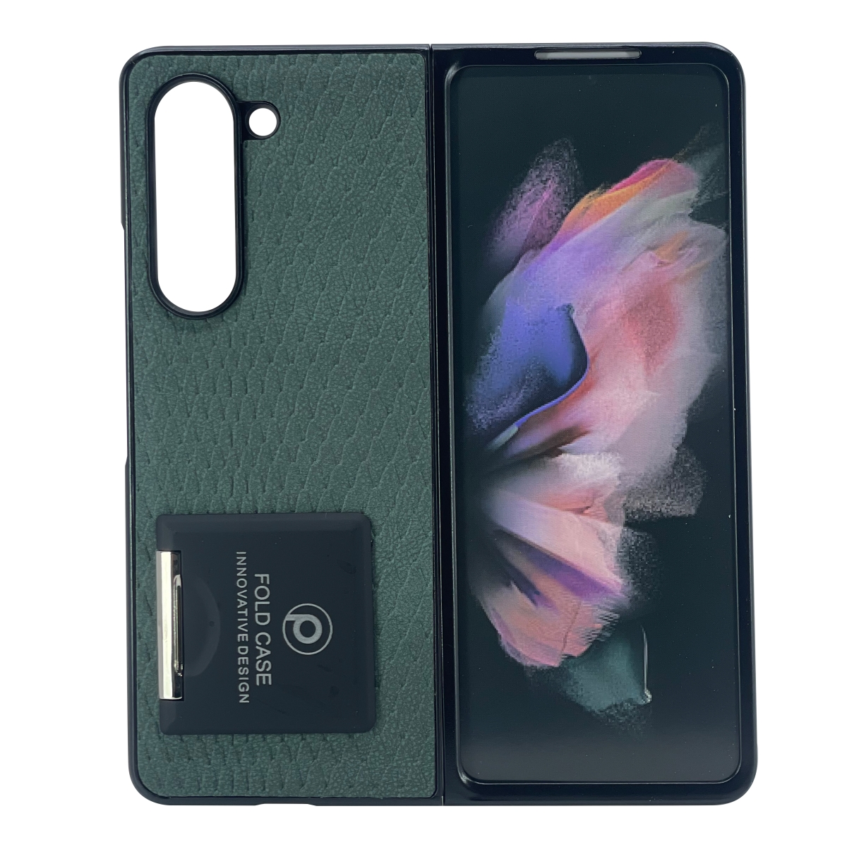 Nettech Samsung Galaxy Z Fold 5 Uyumlu Suni Deri Arka Koruma Kılıf (Yeşil) NT-104178